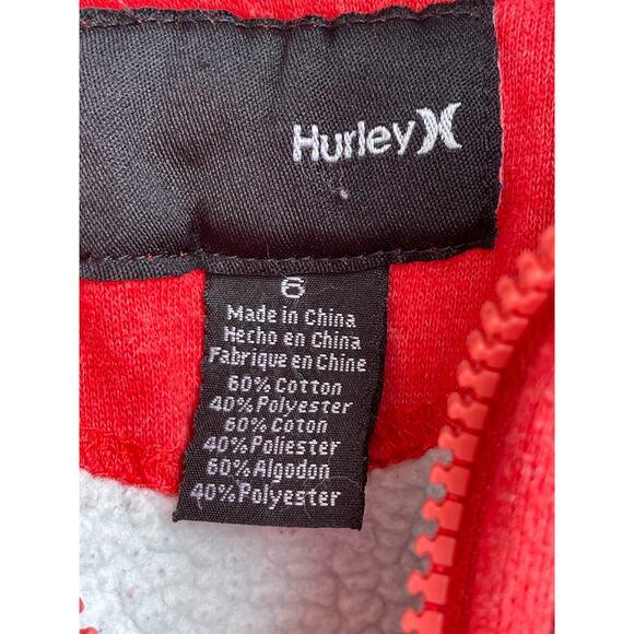 Hurley Boys red fleece zip hoodie 6 - Picture 4 of 5